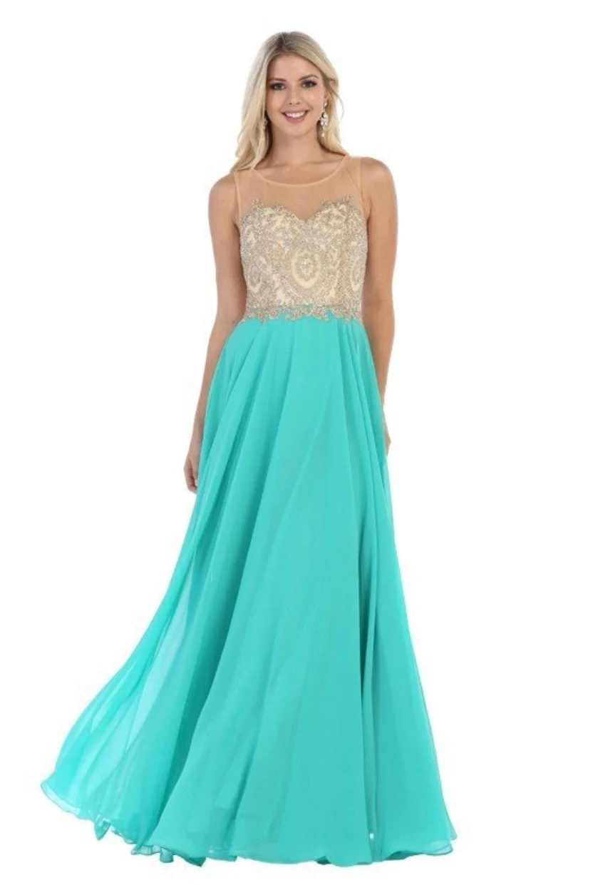 Chicas C3320 Evening Navy A-Line Sweetheart Floor-Length Chiffon Dress - Image 4