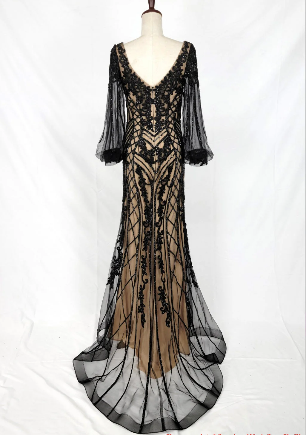 Chicas C339 Evening Black Mermaid Long Sequin Fabric Dress - Image 2