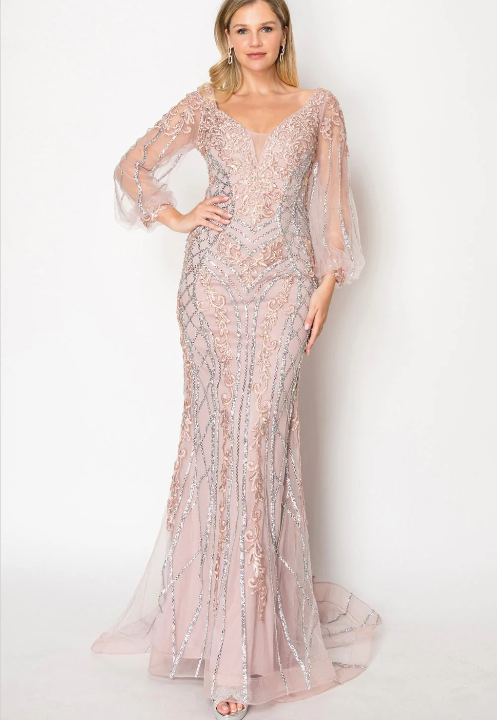 Chicas C339 Evening Black Mermaid Long Sequin Fabric Dress - Image 4