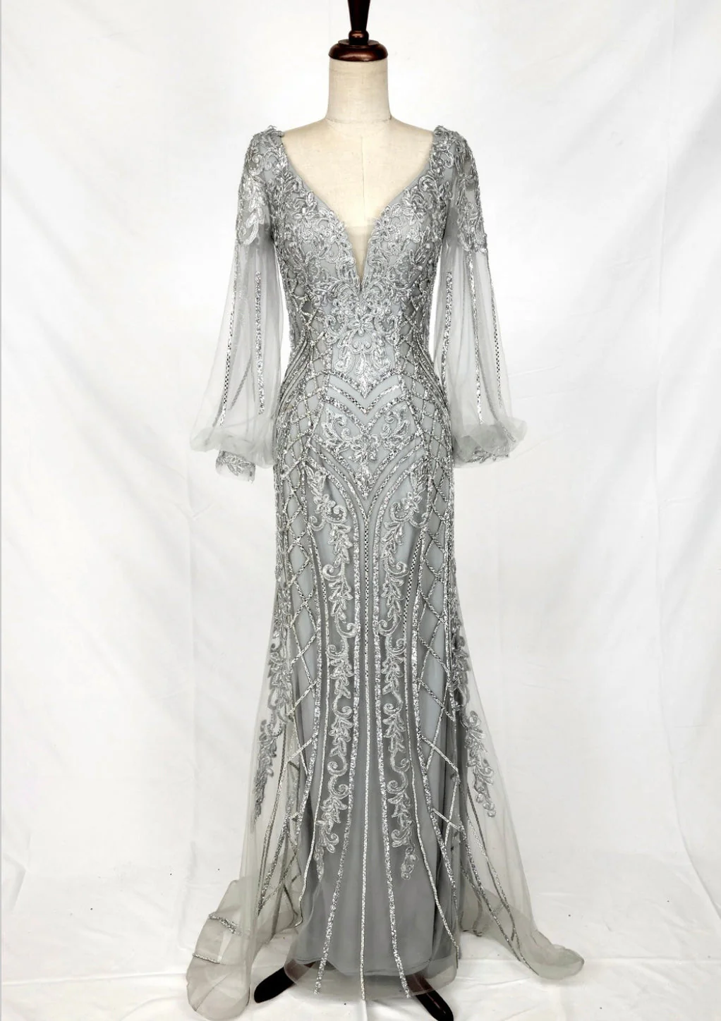 Chicas C339 Evening Black Mermaid Long Sequin Fabric Dress - Image 5