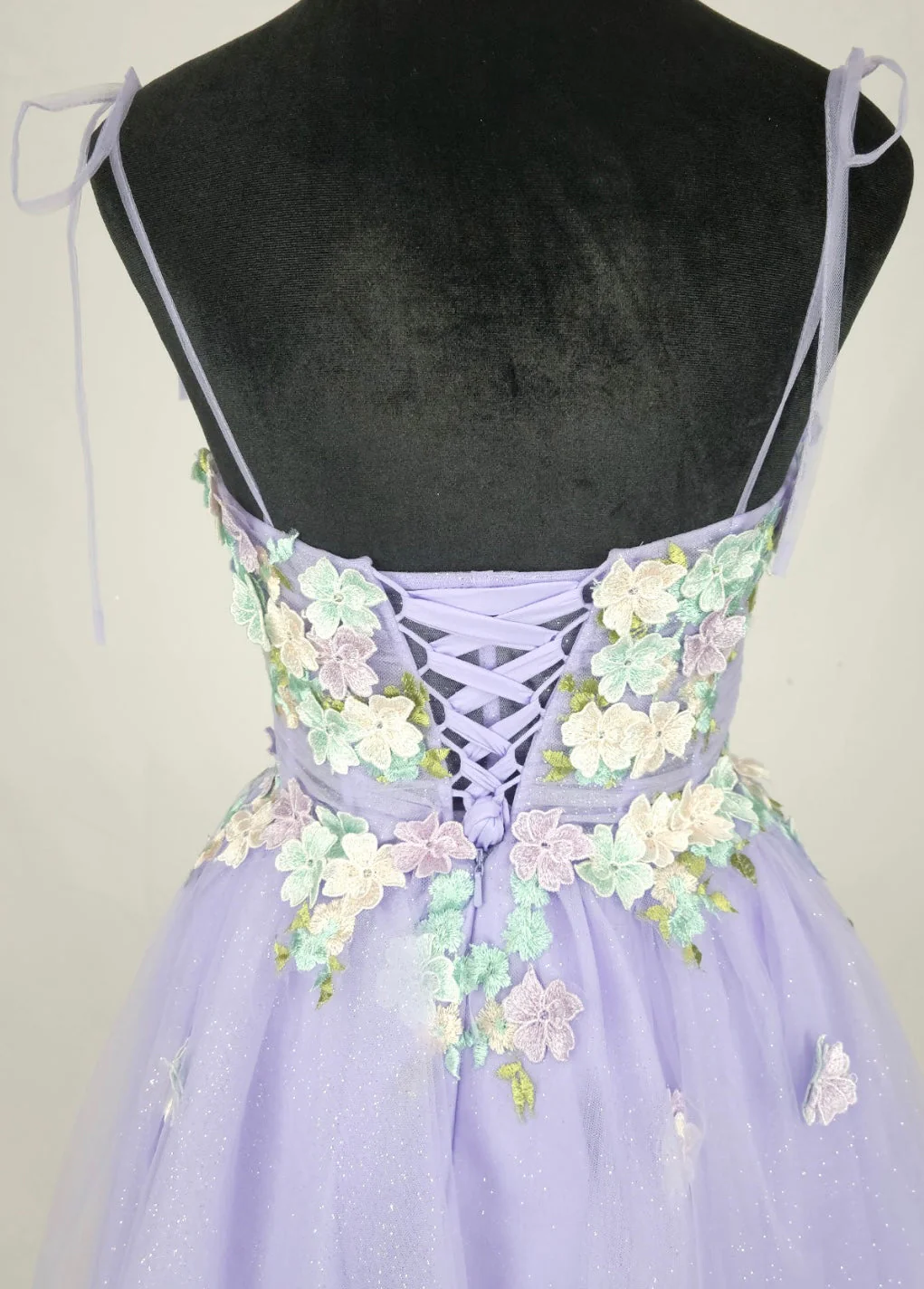 Chicas C354 Printed Glitter Ivory Sweetheart Floral Short Tulle Dress - Image 2