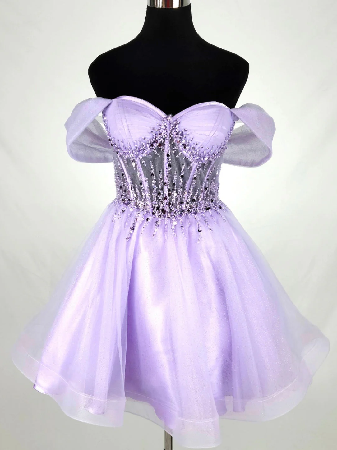 Chicas C363 Cocktail Pink Sweetheart Short Corset Beaded Organza Dress - Image 4