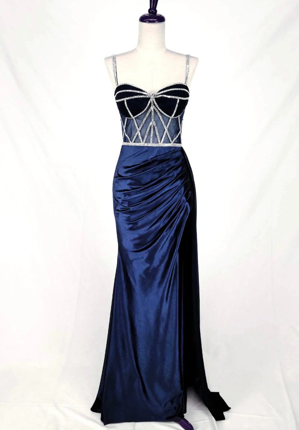 Chicas C368 Glam Evening Black Sweetheart Floor-Length Corset Satin Dress - Image 4