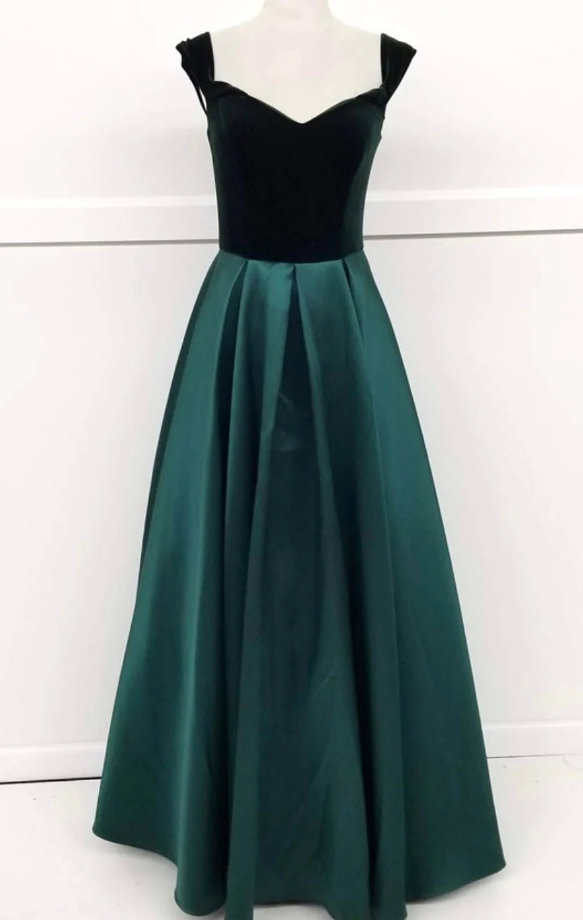 Chicas C7062 Elegant Evening Navy A-Line Sweetheart Floor-Length Satin Dress