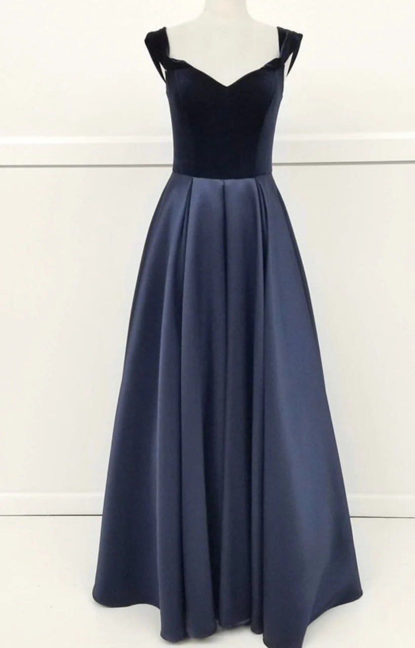 Chicas C7062 Elegant Evening Navy A-Line Sweetheart Floor-Length Satin Dress - Image 5