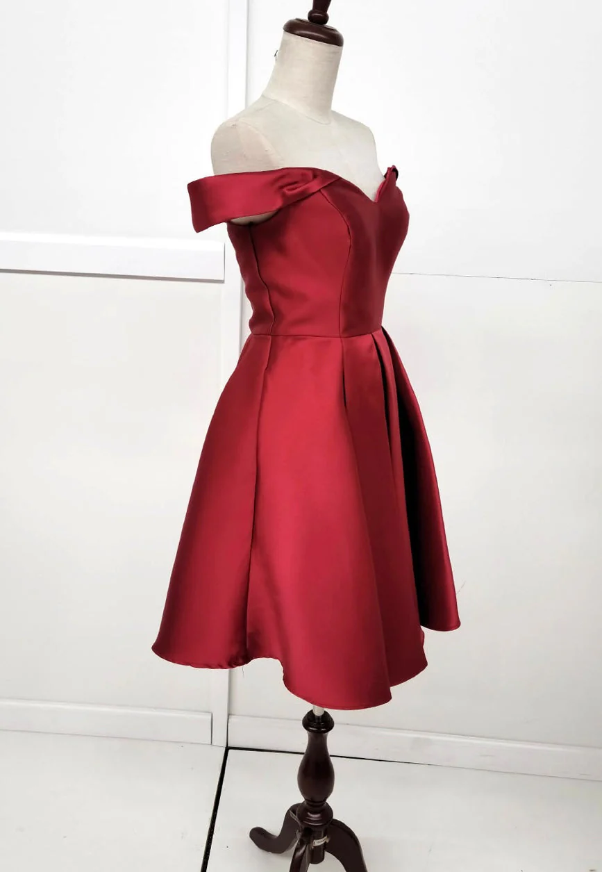 Chicas C7514 Cocktail Red A-Line Sweetheart Pleated Satin Dress - Image 3