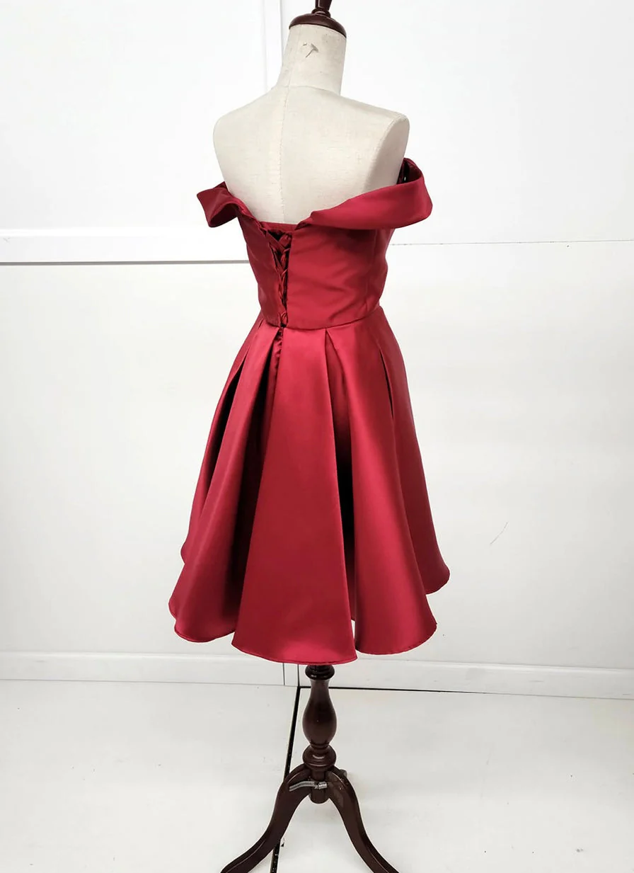 Chicas C7514 Cocktail Red A-Line Sweetheart Pleated Satin Dress - Image 4
