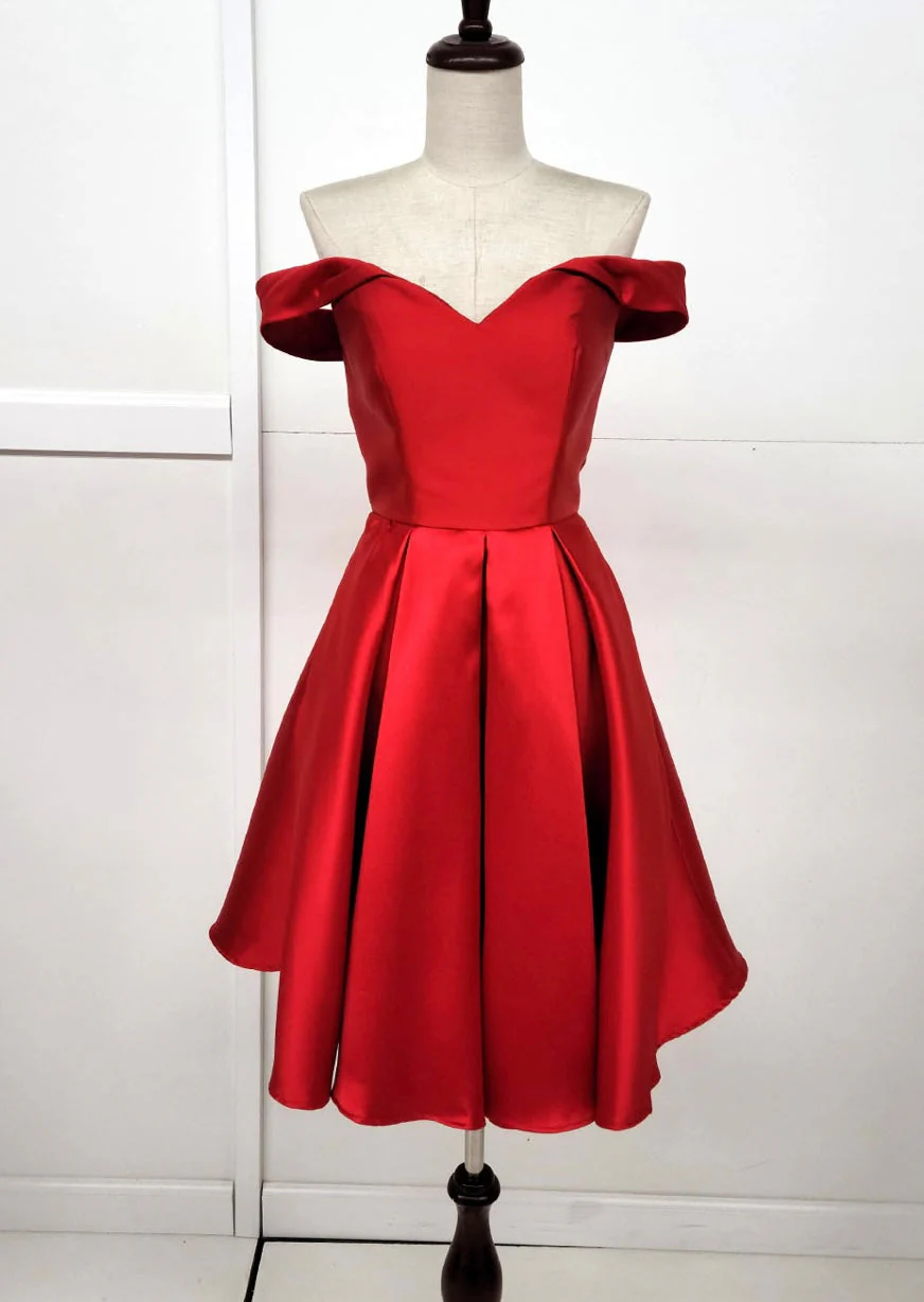 Chicas C7514 Cocktail Red A-Line Sweetheart Pleated Satin Dress - Image 6