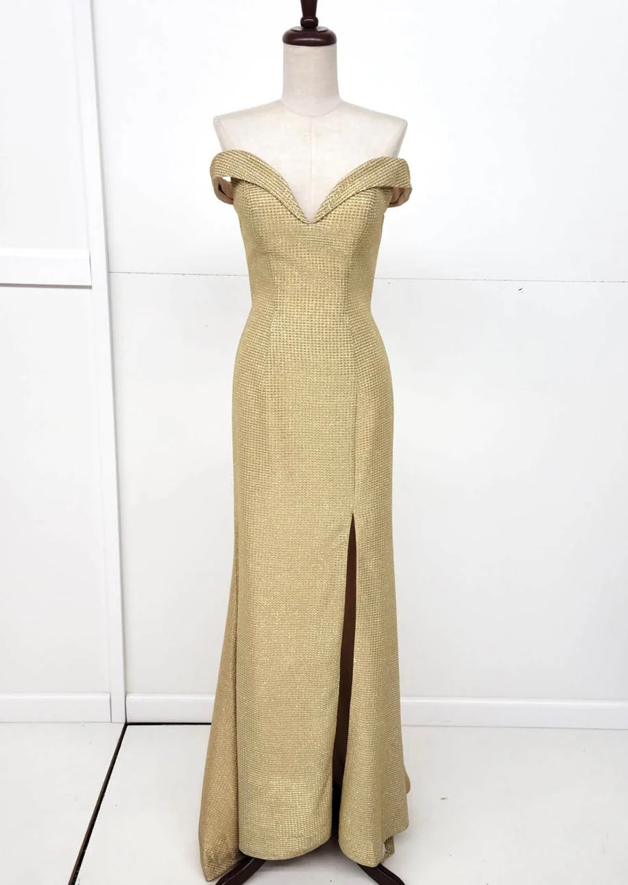 Chicas C7526 Evening Gold Sweetheart Floor-Length Fabric Dress - Image 6
