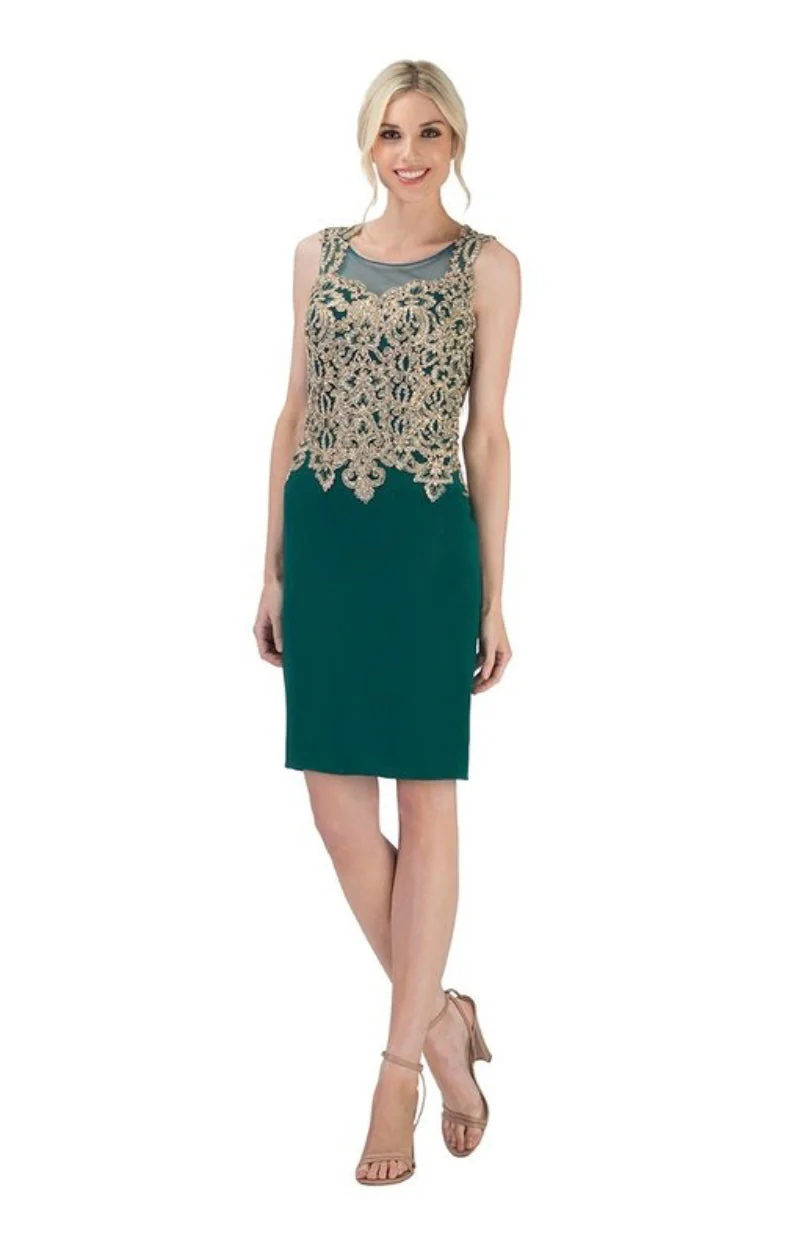 Chicas C7532 Cocktail Black Sheath Illusion Embroidered Fabric Dress - Image 4