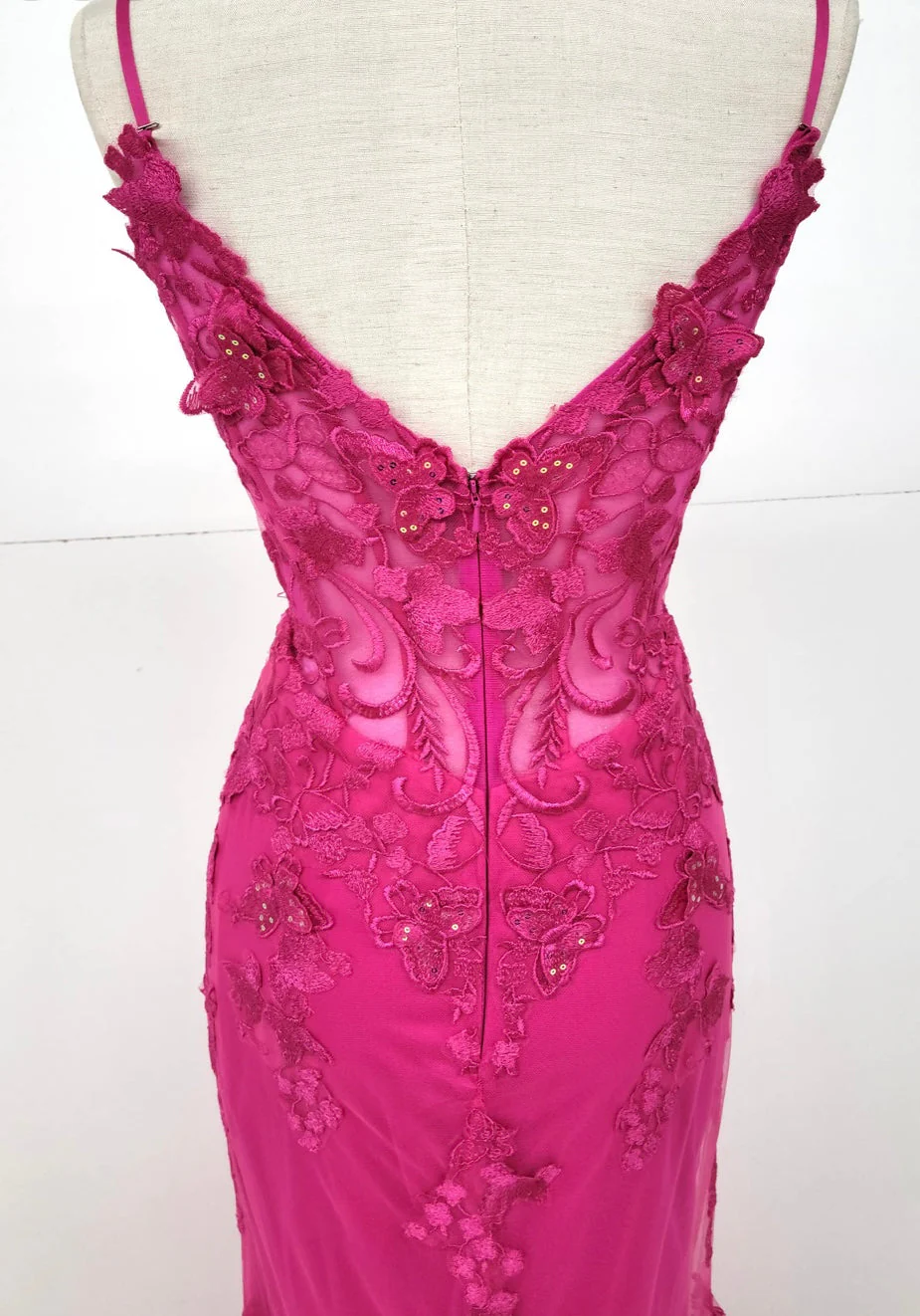 Chicas C816 Printed Prom Lilac Mermaid Spaghetti-Strap Butterfly Tulle Dress - Image 5