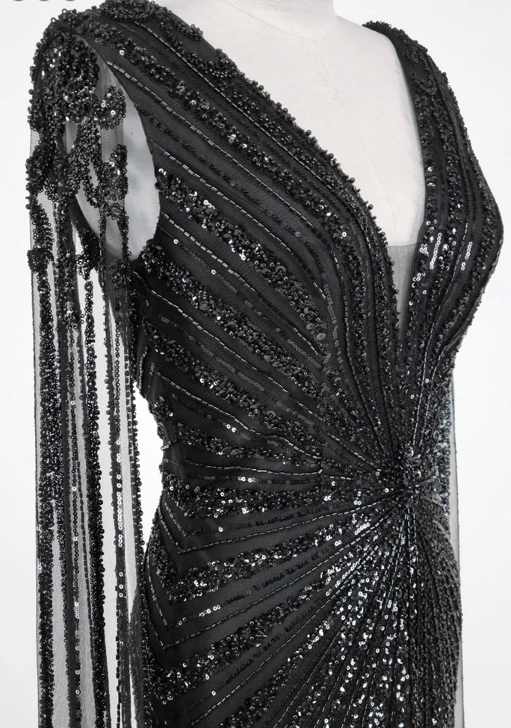 Chicas C840 Evening Black Floor-Length Sequin Shimmer Fabric Dress - Image 2