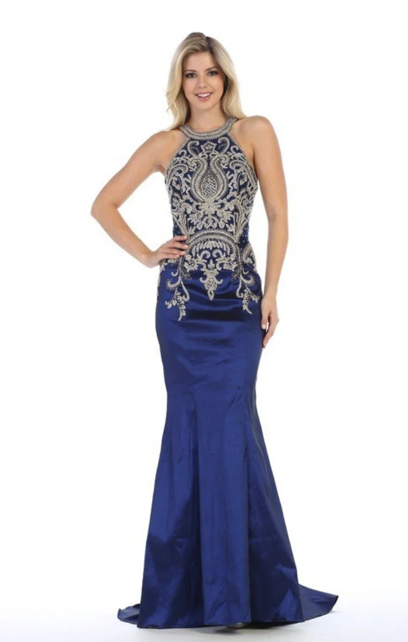 Chicas C9155 Prom Royal Mermaid Halter Floor-Length Fabric Dress - Image 3