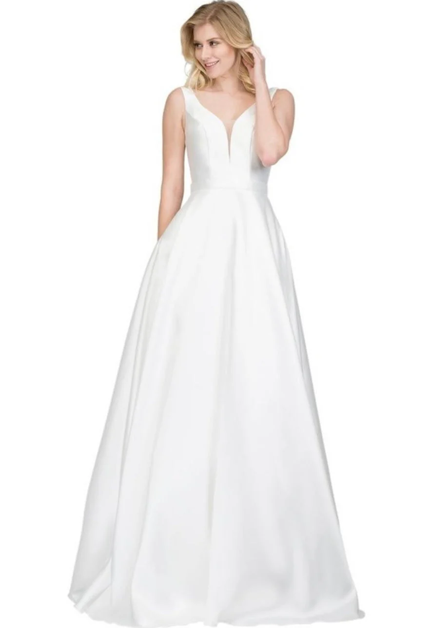 Chicas C9188 Elegant Prom BallDress Pocket Strappy Style Satin Dress - Image 2