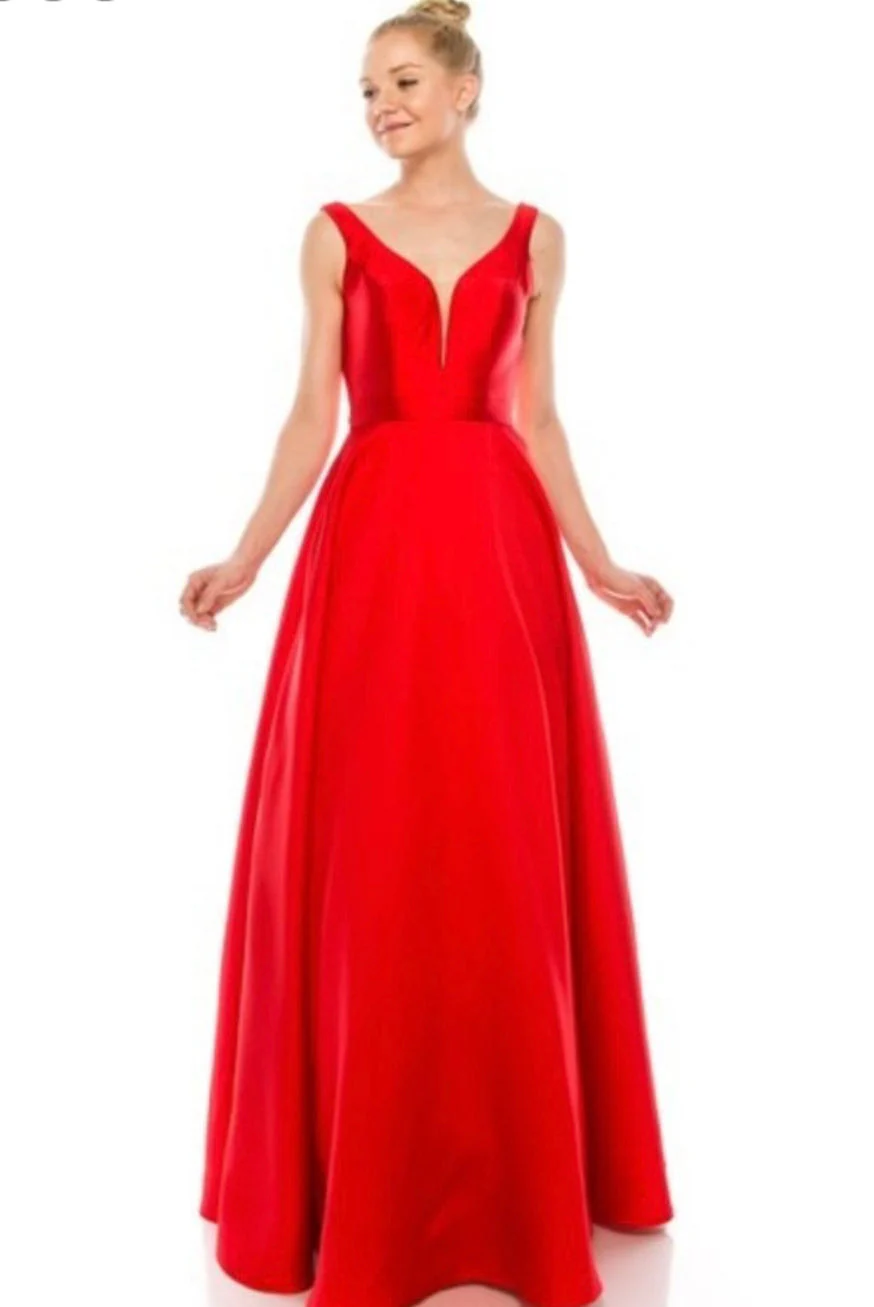 Chicas C9188 Elegant Prom BallDress Pocket Strappy Style Satin Dress - Image 4