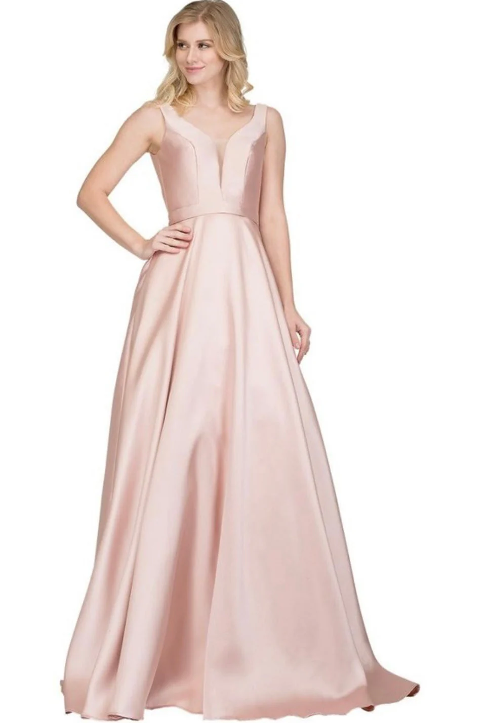 Chicas C9188 Elegant Prom BallDress Pocket Strappy Style Satin Dress - Image 5