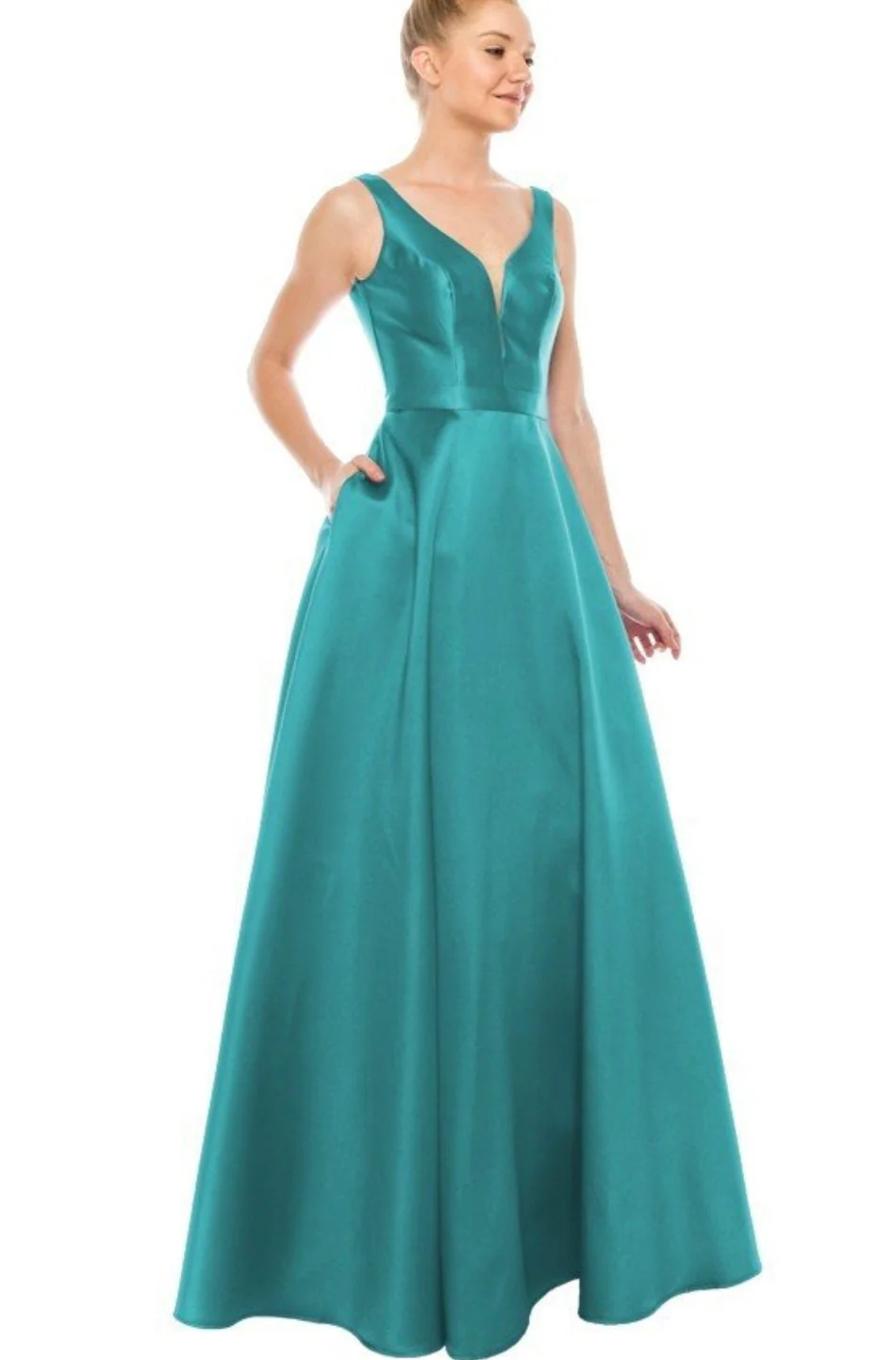 Chicas C9188 Elegant Prom BallDress Pocket Strappy Style Satin Dress - Image 6