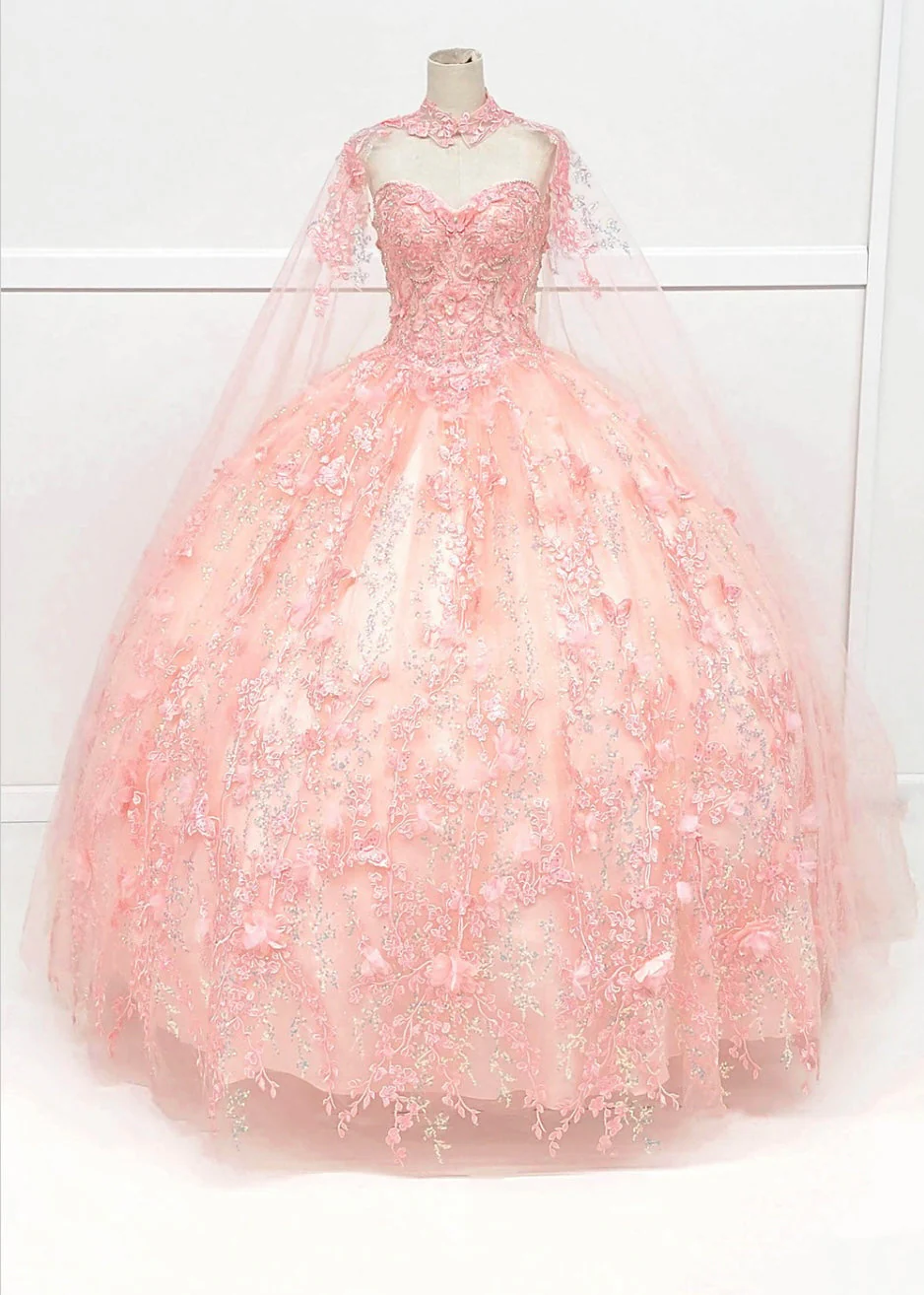 Chicas HF3067 Printed Quinceañera Royal BallDress Floral Floor-Length Tulle Dress - Image 3