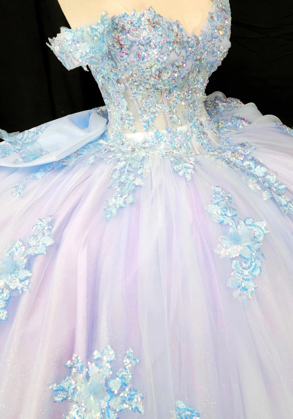 Chicas HF3124 Printed Formal Lilac BallDress Sweetheart Floral Tulle Dress - Image 3