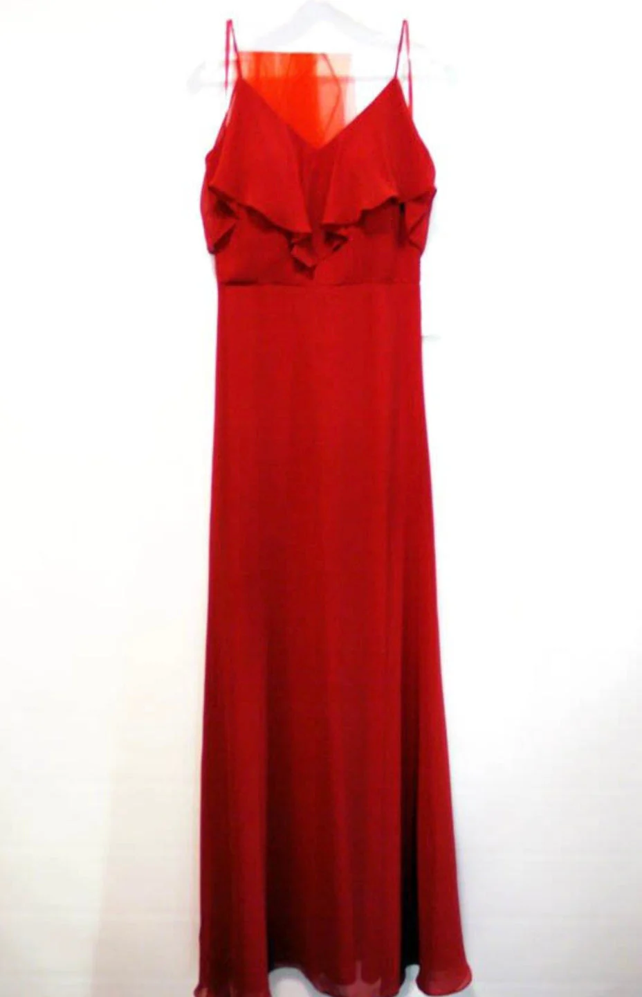 Chicas DM4004 Elegant Navy A-Line Spaghetti-Strap Long Ruffled Chiffon Dress - Image 10