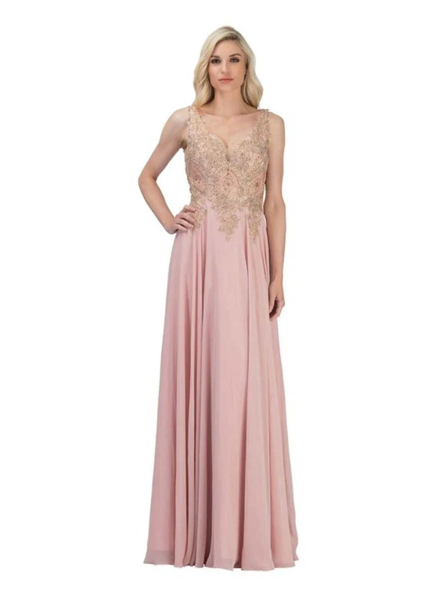 Chicas DM4006 Elegant Evening Black A-Line Sleeveless Floor-Length Chiffon Dress - Image 4