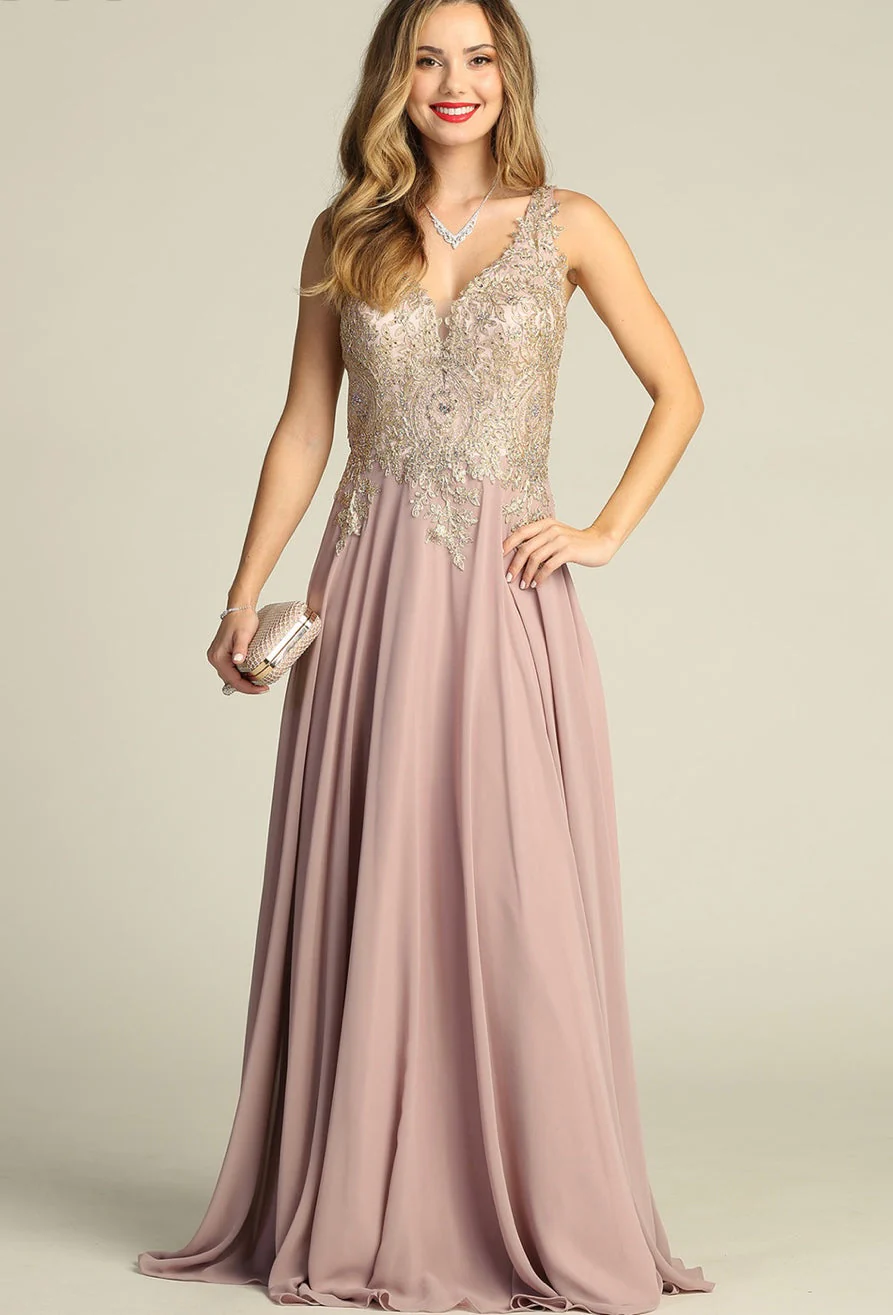 Chicas DM4006 Elegant Evening Black A-Line Sleeveless Floor-Length Chiffon Dress - Image 5