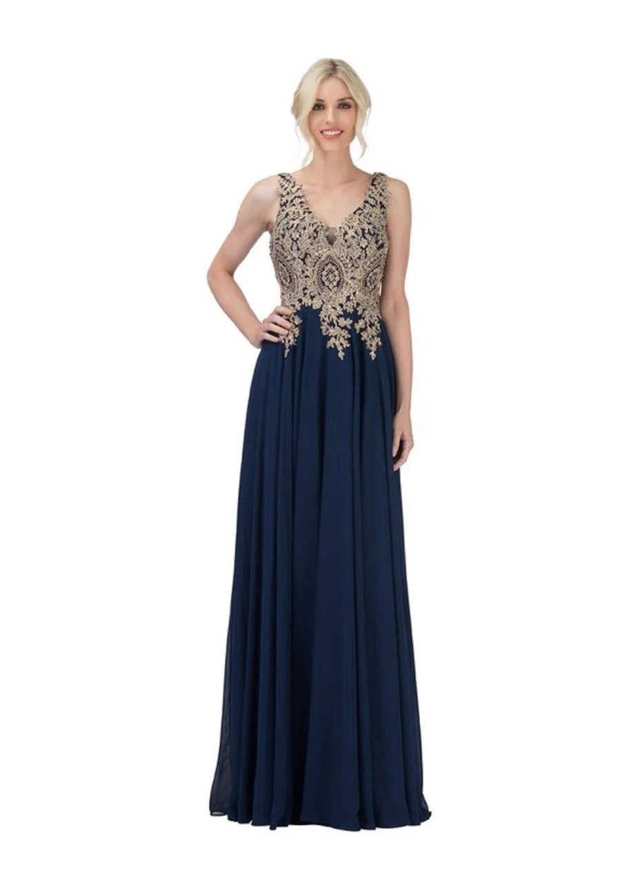 Chicas DM4006 Elegant Evening Black A-Line Sleeveless Floor-Length Chiffon Dress - Image 6