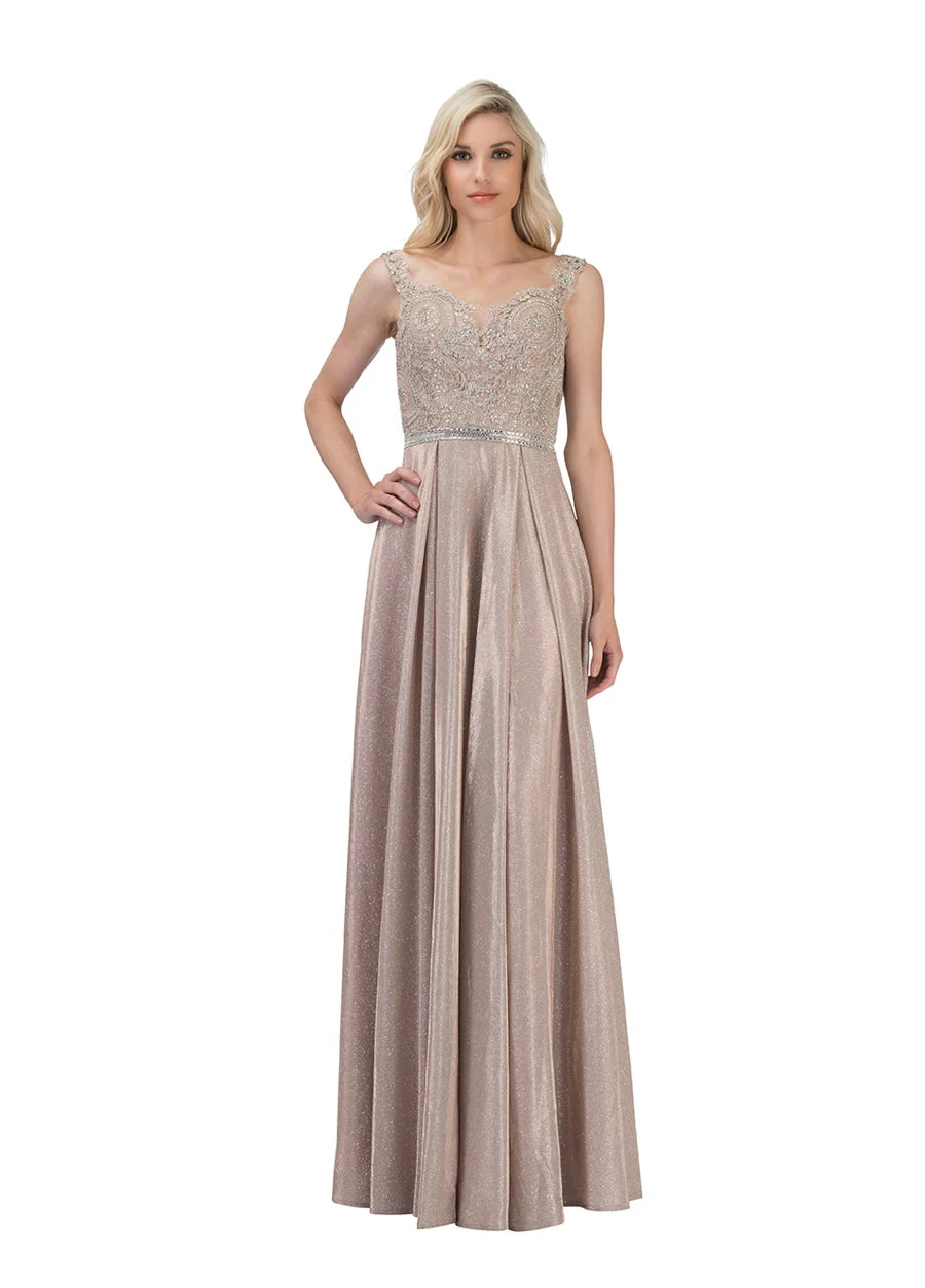 Chicas DM4008 Elegant Evening A-Line Sweetheart Floor-Length Beaded Fabric Dress - Image 2