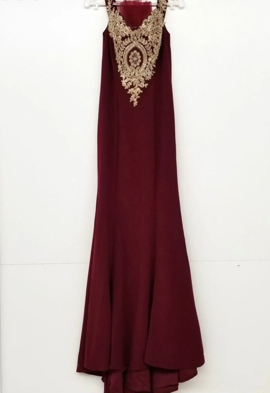 Chicas DM4011 Elegant Bridal Black Sleeveless Floor-Length Embroidered Fabric Dress