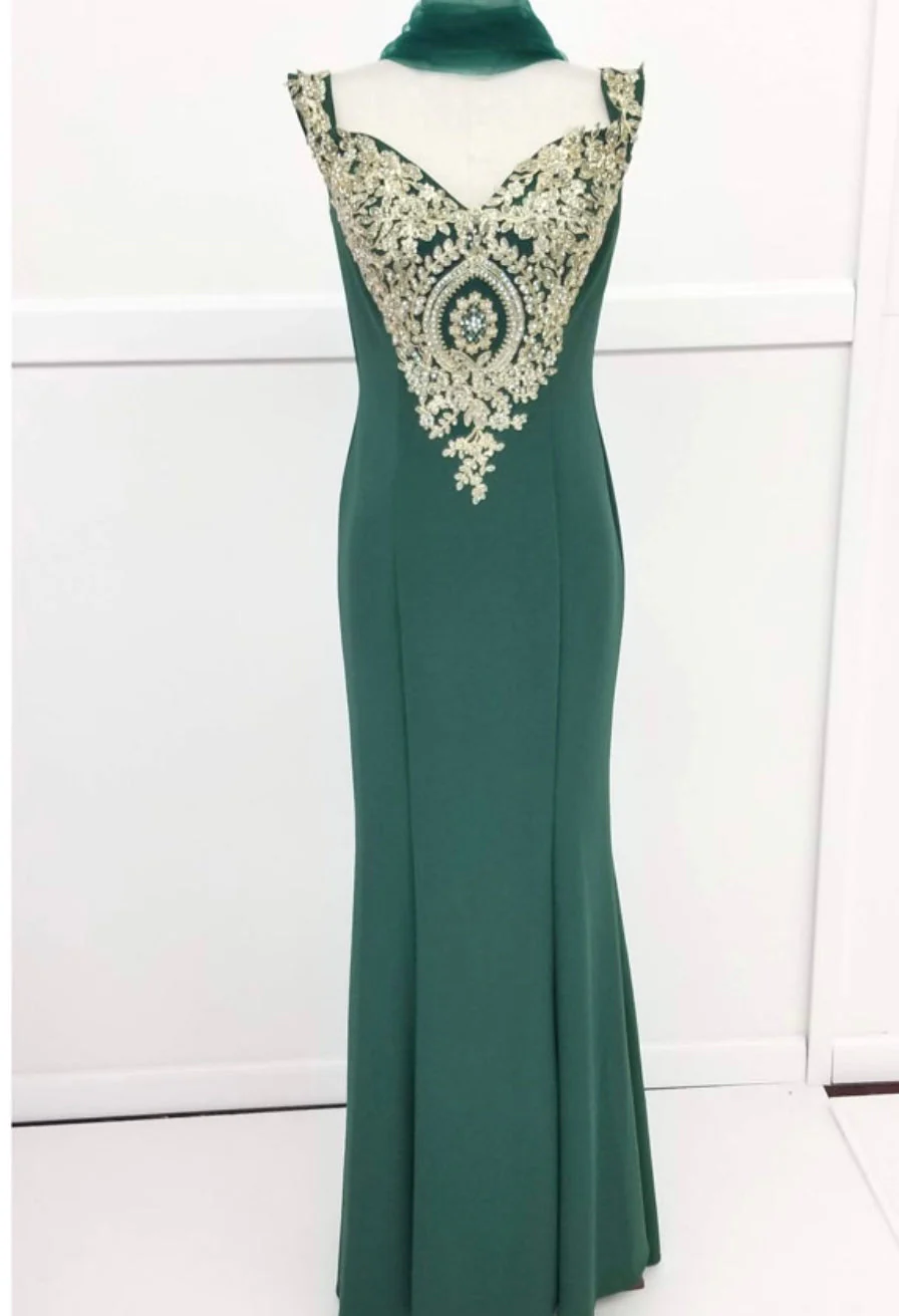 Chicas DM4011 Elegant Bridal Black Sleeveless Floor-Length Embroidered Fabric Dress - Image 4