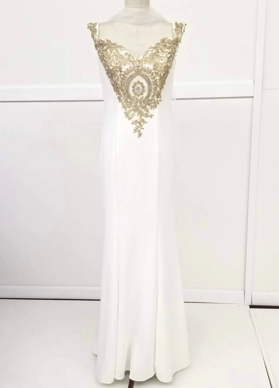 Chicas DM4011 Elegant Bridal Black Sleeveless Floor-Length Embroidered Fabric Dress - Image 6