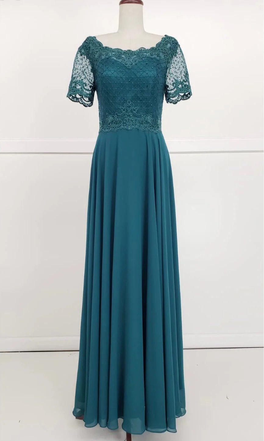 Chicas J004 Elegant Bridal Burgundy Short Embroidered Chiffon Dress - Image 4