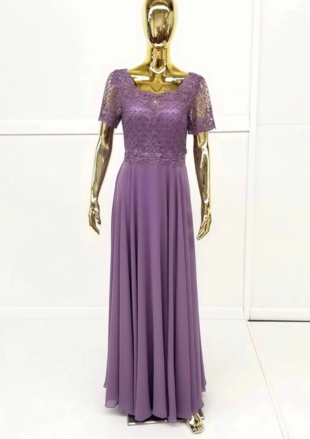 Chicas J004 Elegant Bridal Burgundy Short Embroidered Chiffon Dress - Image 5