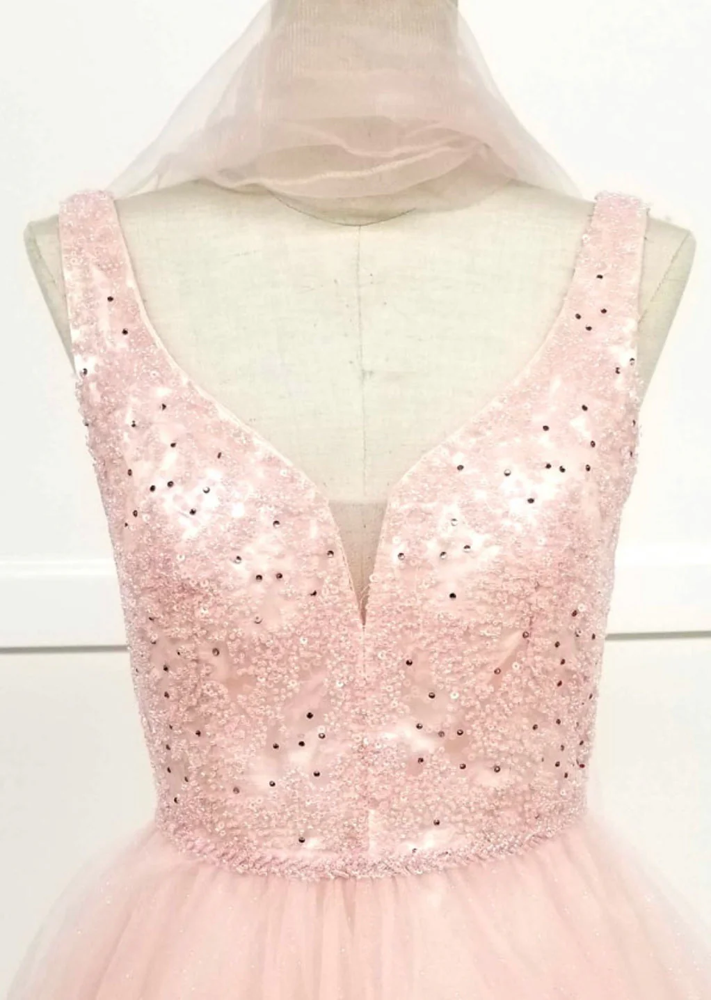 Chicas J005 Gold A-Line Short Beaded Sequin Strappy Tulle Dress - Image 2
