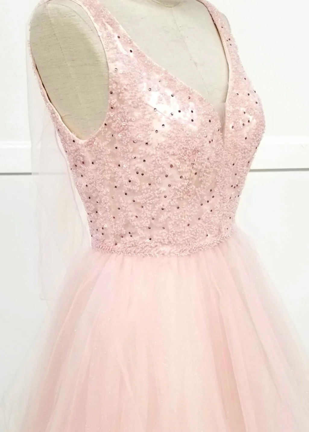 Chicas J005 Gold A-Line Short Beaded Sequin Strappy Tulle Dress - Image 3