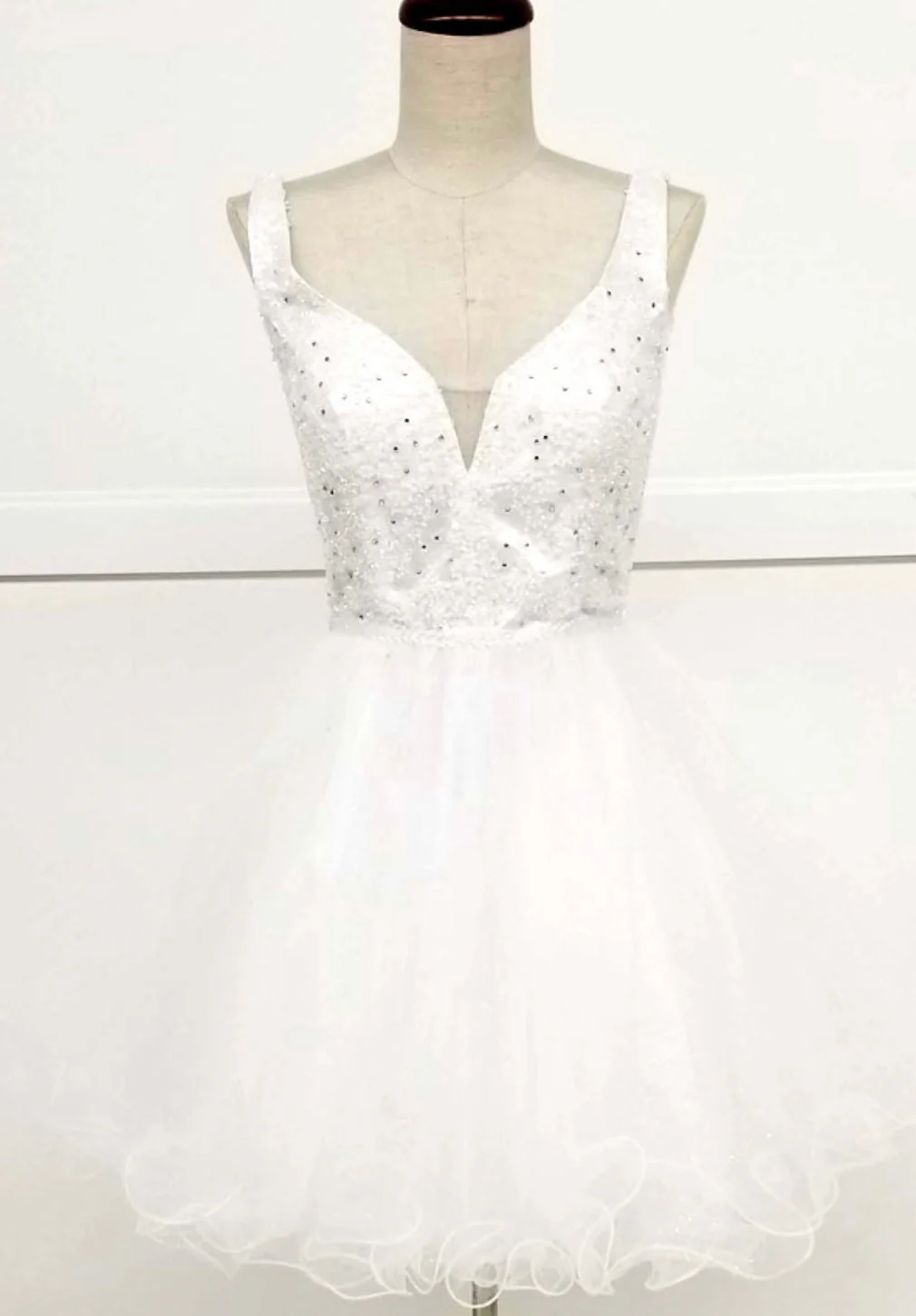 Chicas J005 Gold A-Line Short Beaded Sequin Strappy Tulle Dress - Image 6