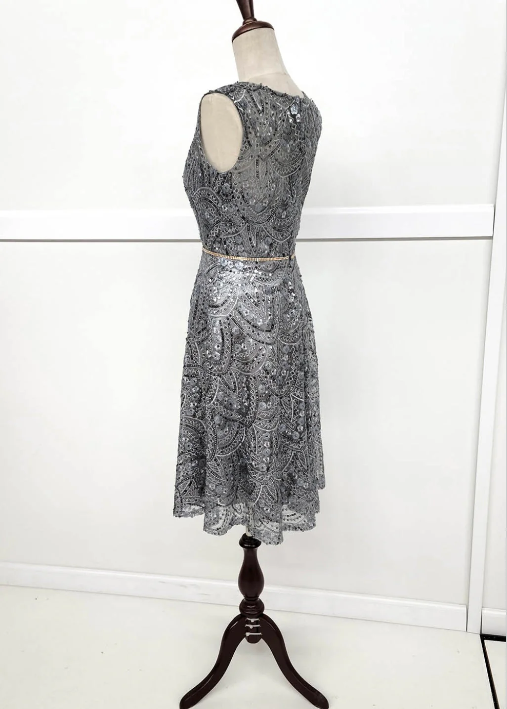 Chicas J028 Cocktail Royal A-Line Sleeveless Short Sequin Fabric Dress - Image 4