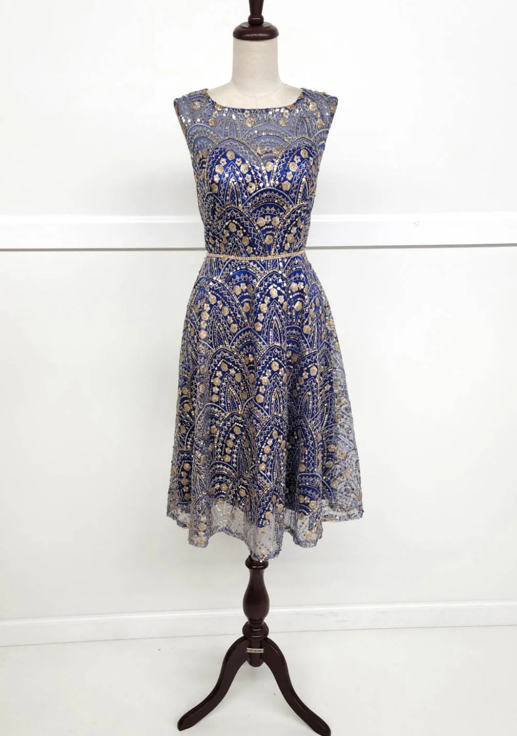 Chicas J028 Cocktail Royal A-Line Sleeveless Short Sequin Fabric Dress - Image 7