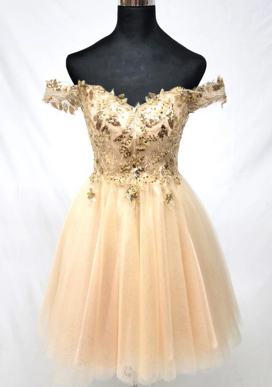 Chicas J051 Cocktail A-Line Short Sequin Embroidered Tulle Dress