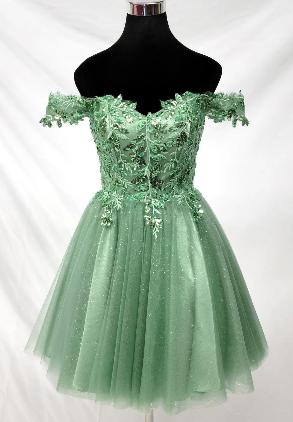 Chicas J051 Cocktail A-Line Short Sequin Embroidered Tulle Dress - Image 4