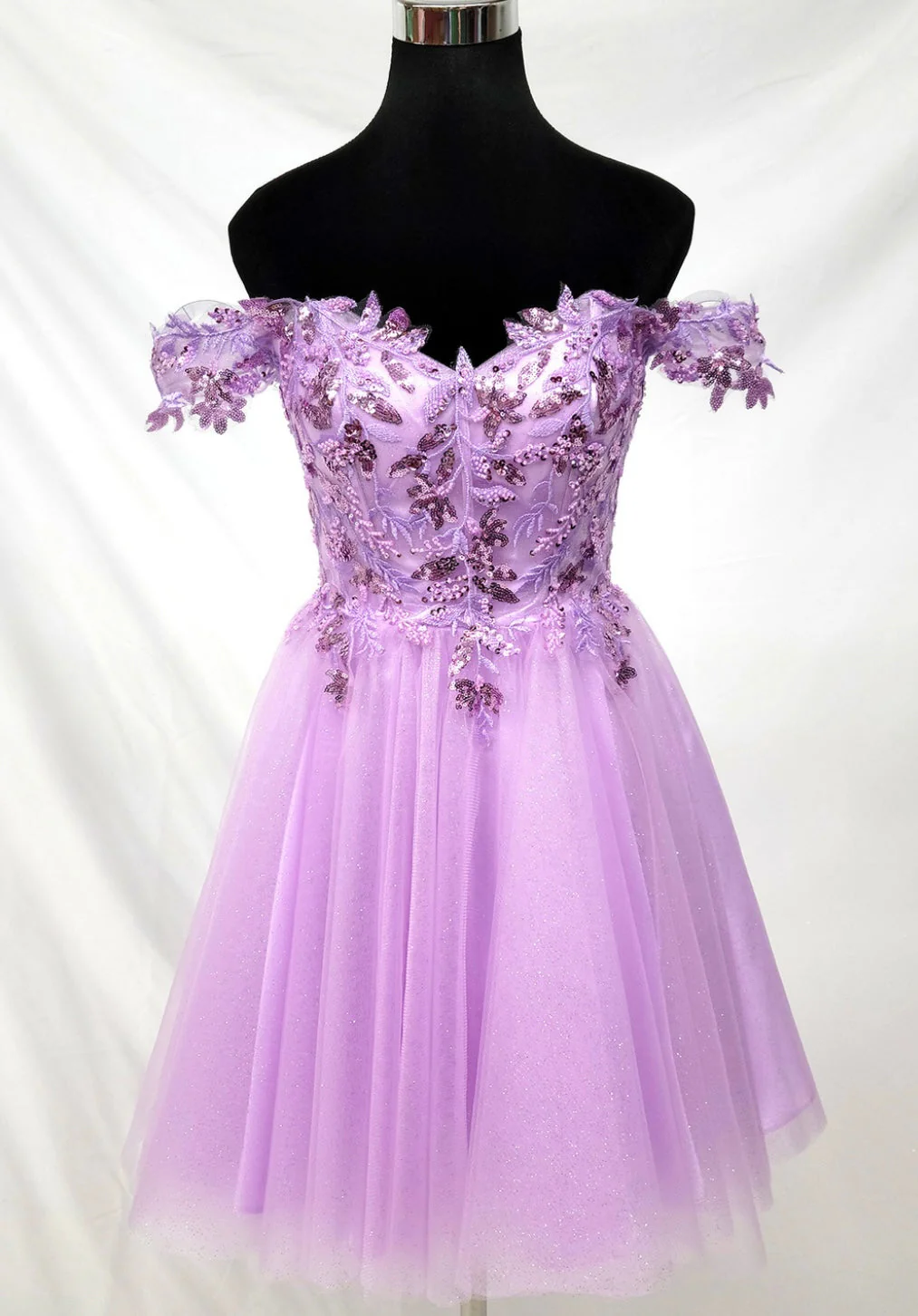Chicas J051 Cocktail A-Line Short Sequin Embroidered Tulle Dress - Image 5