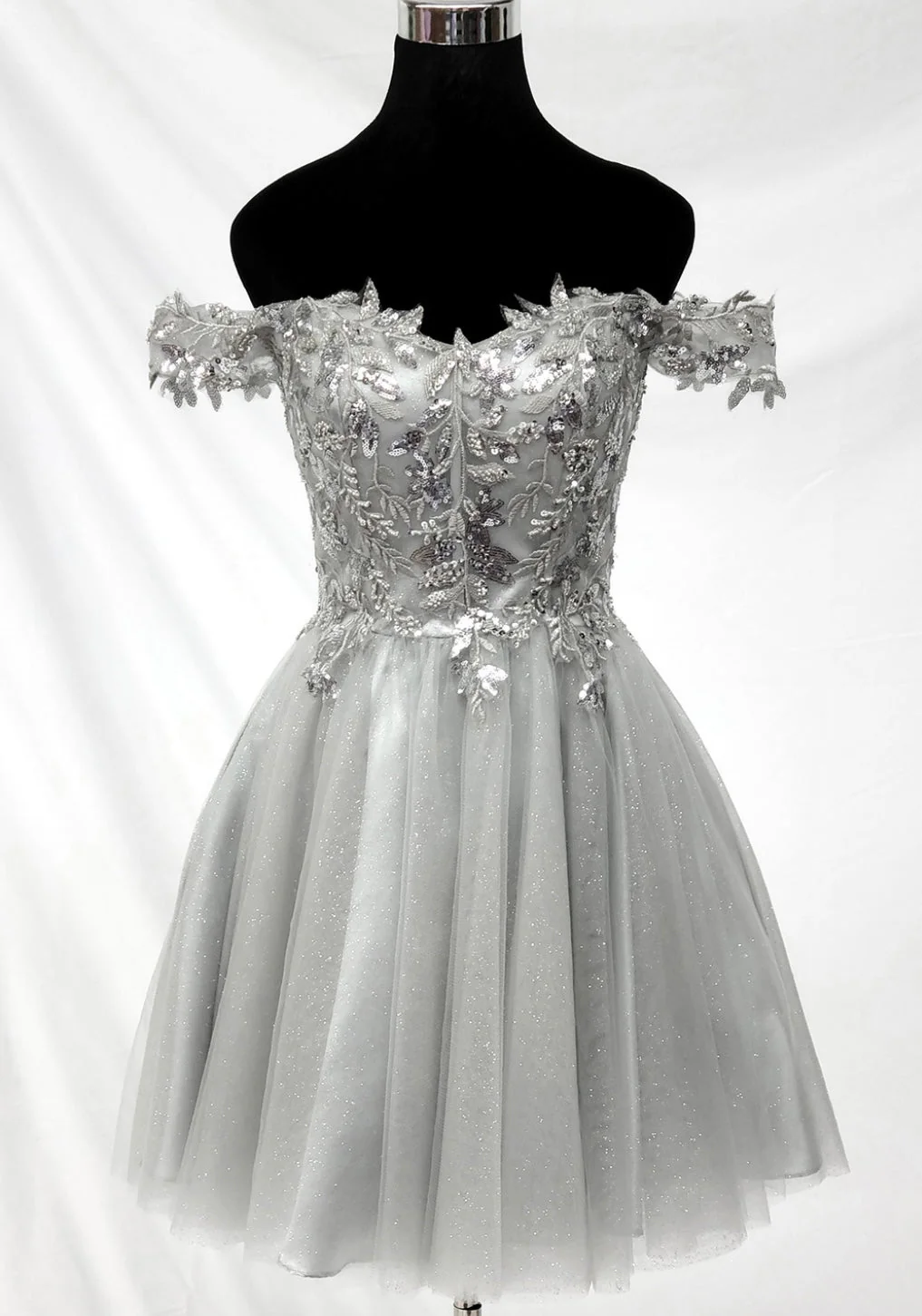 Chicas J051 Cocktail A-Line Short Sequin Embroidered Tulle Dress - Image 6
