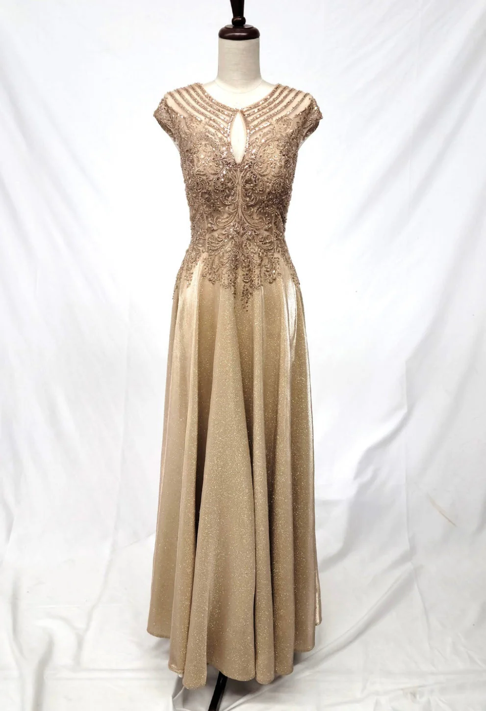 Chicas J132 Evening Blue A-Line Floor-Length Embroidered Shimmer Fabric Dress - Image 3