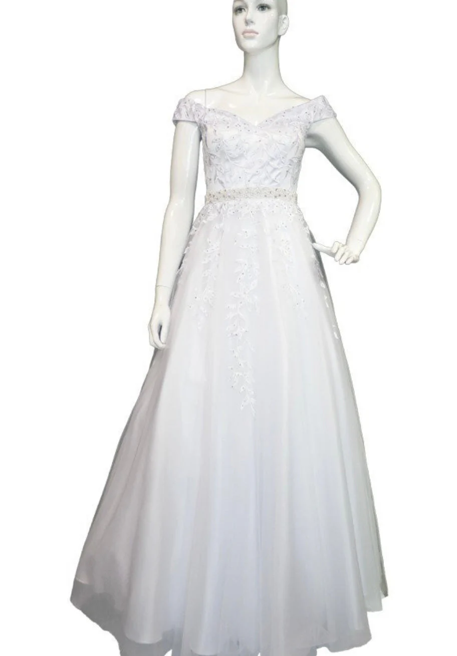 Chicas LM8022 Romantic Printed Bridal White BallDress Floral Tulle Dress - Image 3