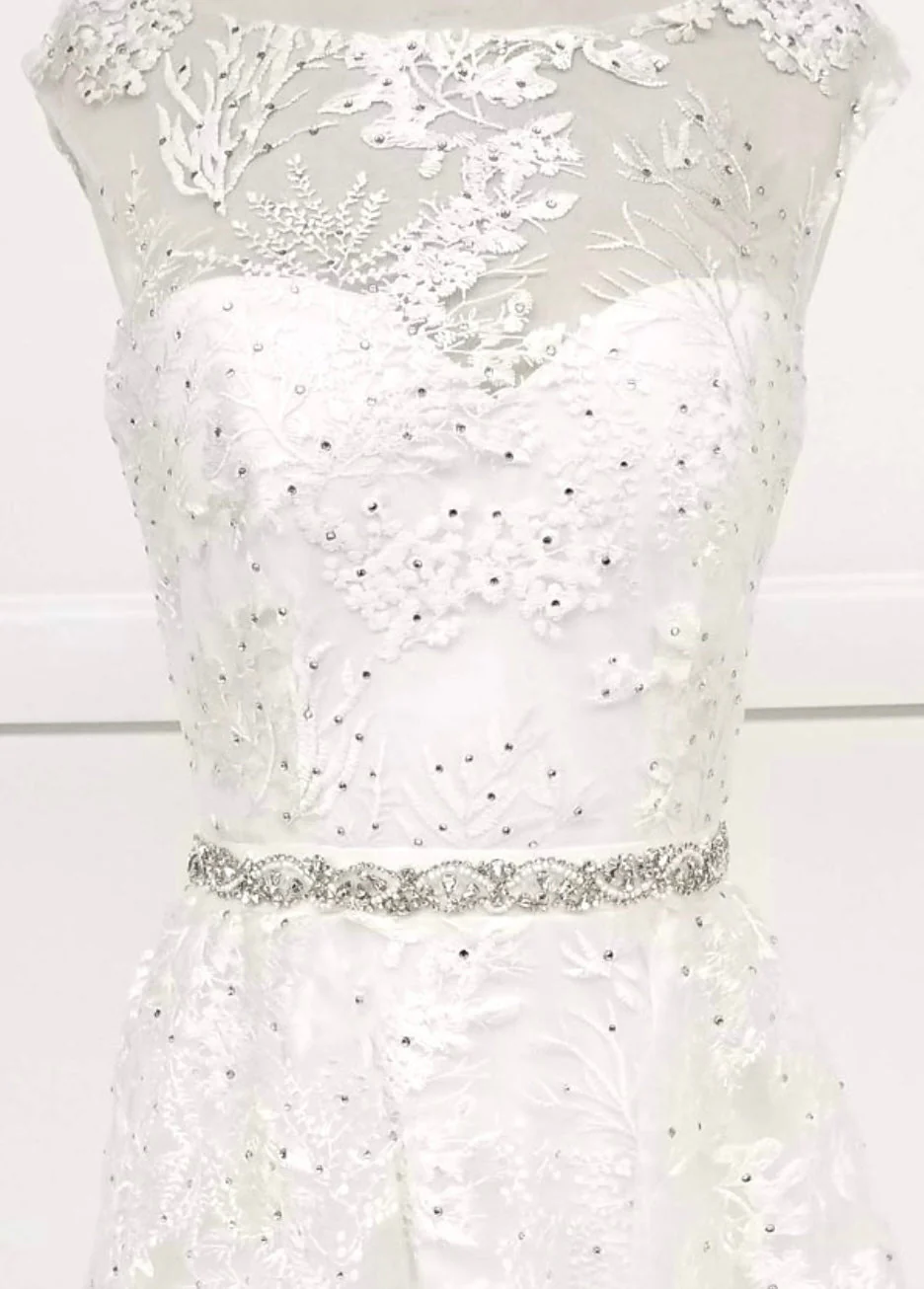 Chicas LM8023 Formal White Illusion Floor-Length Beaded Fabric Dress - Image 5