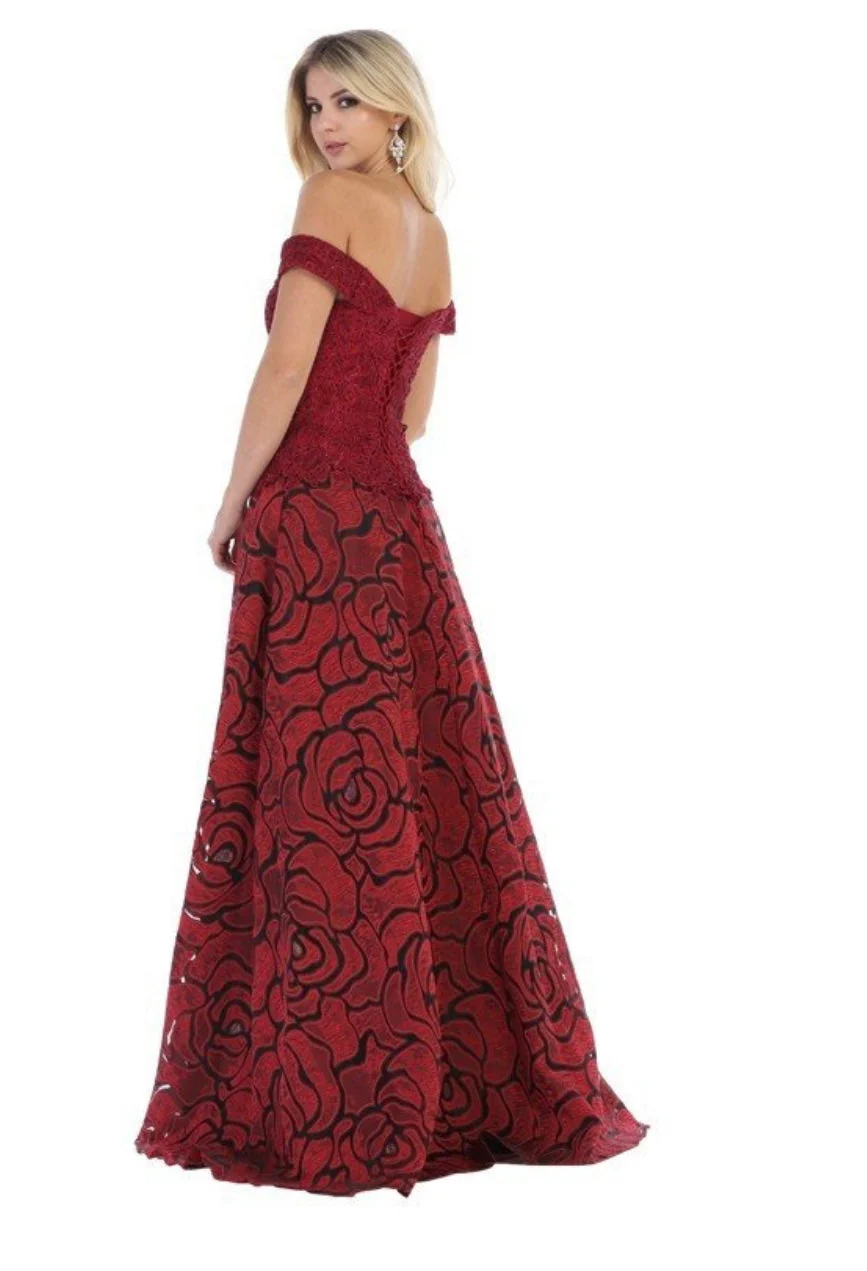 Chicas SD3001 Formal Red A-Line Sweetheart Floor-Length Lace Dress - Image 2