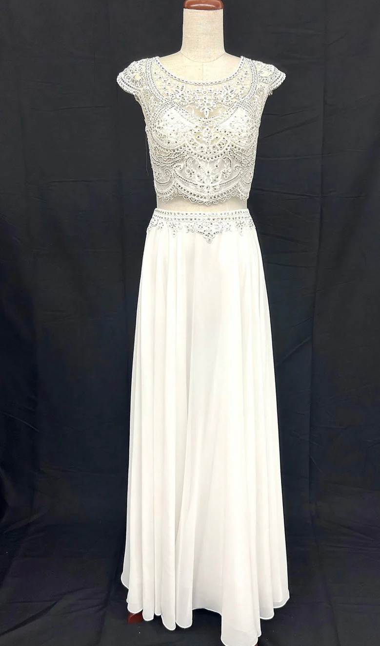 Chicas XR6001 Elegant Evening Navy A-Line Illusion Floor-Length Chiffon Dress - Image 5