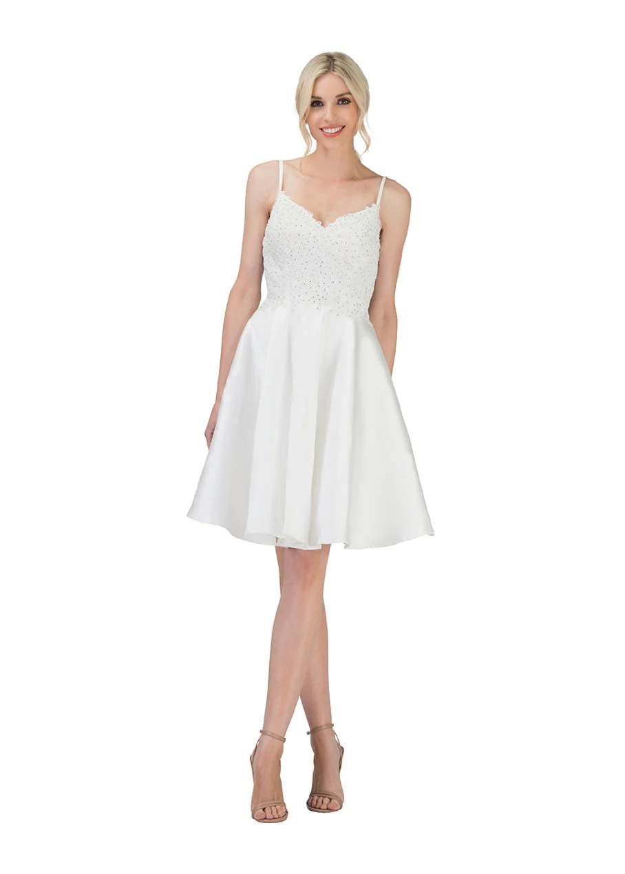 Chicas XR6008 Elegant Cocktail Red A-Line Sweetheart Short Satin Dress - Image 4