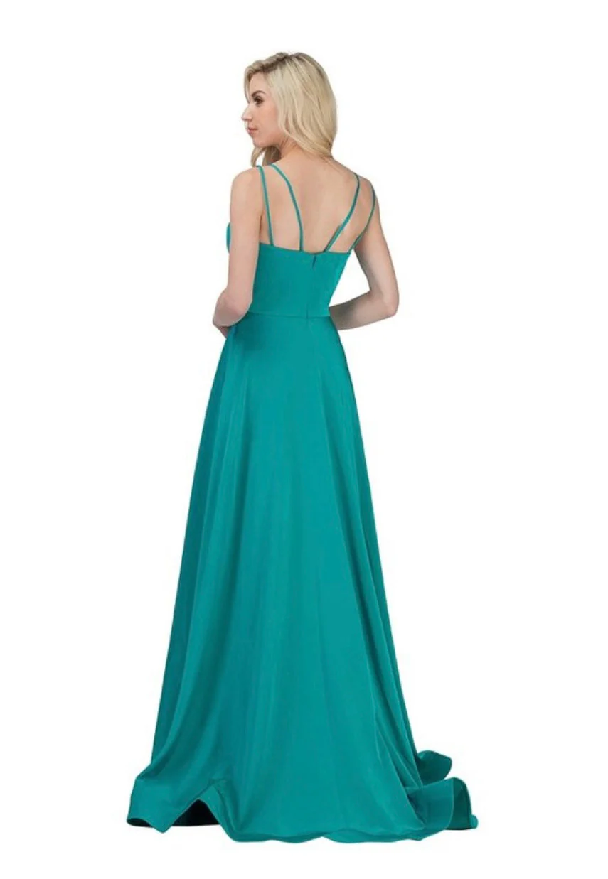 Chicas XR6009 Minimalist Formal Red A-Line Spaghetti-Strap Floor-Length Fabric Dress - Image 2