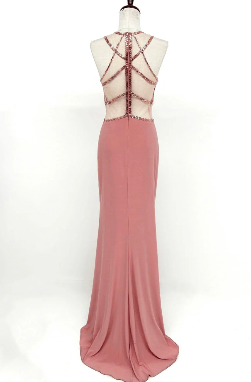 Chicas YG5006 Evening Sheath Illusion Floor-Length Fabric Dress - Image 4